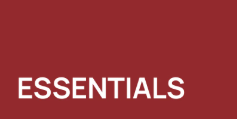 Texte "ESSENTIALS" sur fond rouge.