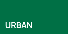 Fond vert avec texte "URBAN" en blanc.